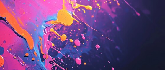 Wall Mural -  a close up of a multicolored background with drops of paint on the bottom and bottom of the image.