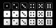 Set of dice for board games in black and white color.