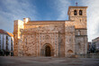 Side entrance to the Church of San Juan de Puerta Nueva in Zamora, Castilla y León, Spain with early morning light