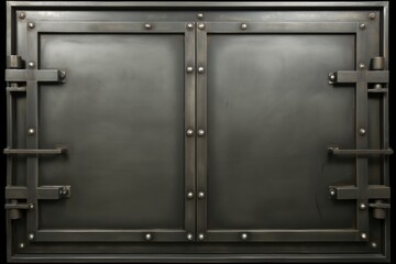 Wall Mural - Vintage bank vault door with closed security safe box, full frame metal door for background