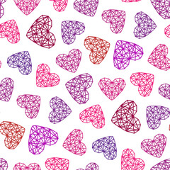 Wall Mural - Small contour linear multi-colored hearts isolated on a white background. Cute seamless pattern. Vector simple flat graphic illustration. Texture.