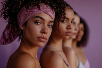 Wall Mural - The power of Diversity: A portrait capturing the beauty of women from diverse races, ethnicities, and beliefs, celebrating the rich tapestry of skin tones and the joy of unity.