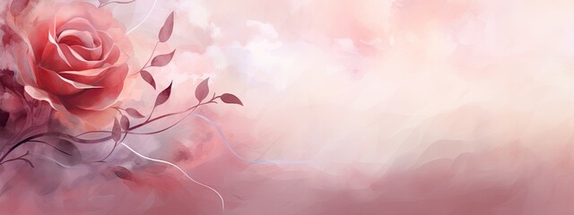 Wall Mural - Abstract rose painting background with copy space. Valentin's day. Love concept