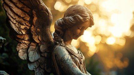 Poster - a statue of an angel with wings