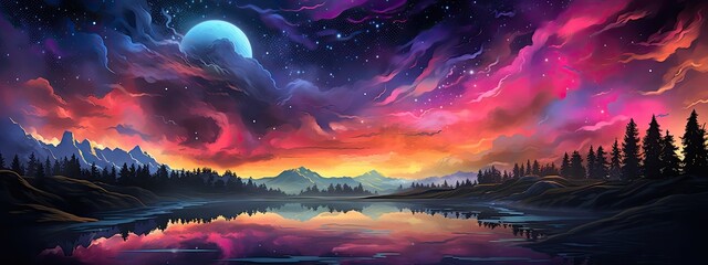 Wall Mural - colorful night sky background