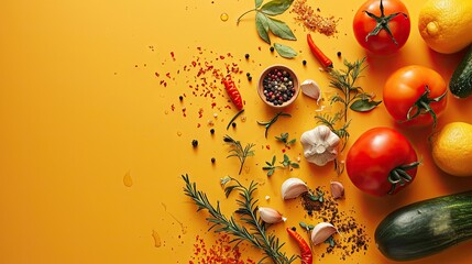 Sticker -  a table topped with lots of different types of vegetables next to lemons, tomatoes, cucumbers and pepper.