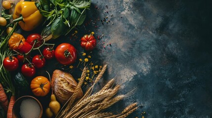 Canvas Print -  a table topped with lots of different types of vegetables next to a bowl of oatmeal and a glass of milk.