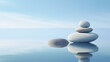 Zen Steine Meditation Wellness Himmel Wasser blau minimalistisch