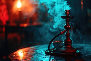 Poster - A hook on a table with smoke emanating from it. Suitable for various concepts and designs