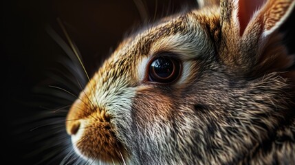 Canvas Print - A detailed close up view of a rabbit's face. Perfect for animal lovers and nature enthusiasts