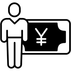 Sticker - Yen user solid glyph icon