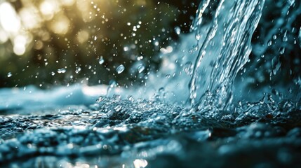 Poster - A close up view of a stream of water. Perfect for nature-themed designs or projects