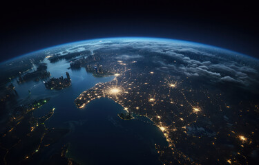 an image of earth at night from space.