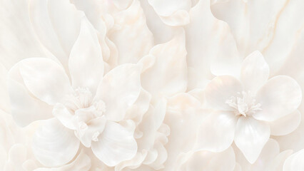 Wall Mural - elegant floral background with beautiful white flower pattern, luxury marble texture. floral peony v