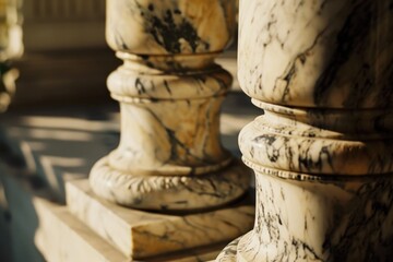 Poster - A close-up view of a pillar with a clock. Suitable for various time-related concepts and themes