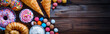 banner copy space carnival sweets and biscuits, cookies