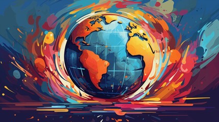 Leinwandbilder - abstract globe, earth abstract wallpaper. 3d globe background