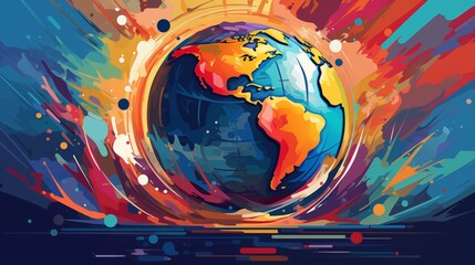 Leinwandbilder - abstract globe, earth abstract wallpaper. 3d globe background