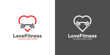 Simple Love Fitness Logo. Heart Dumbbell, Love Sport Fitness Gym Workout Lifestyle Logo Icon Symbol Vector Design Template.