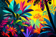 Vibrant tropical flowers in a garden. vektor icon illustation