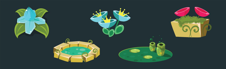 Poster - Fantastic Game Nature Element and Forest Object Vector Set