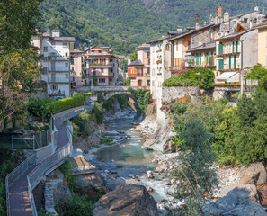 Canvas Print - Chiavenna town over the Mera river