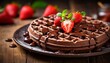 Comforting belgian chocolate waffles with fresh strawberries a delicious start to the day
