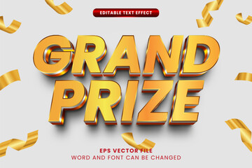 Poster - grand prize golden 3d editable vector text effect