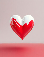 Wall Mural - 3D illustration of a plastic red and white heart