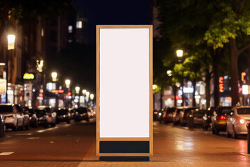 Wall Mural - Blank street light box in the city at night, mockup