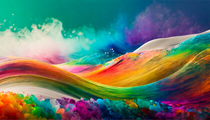 Abstract figures depicting colorful sea waves full of creativity. Copy Space