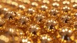 Close-up view of numerous reflective golden spheres packed tightly, creating a mesmerizing and luxurious seamless pattern.
