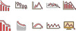 Regression chart icons set. Outline set of regression chart vector icons thin line color flat on white