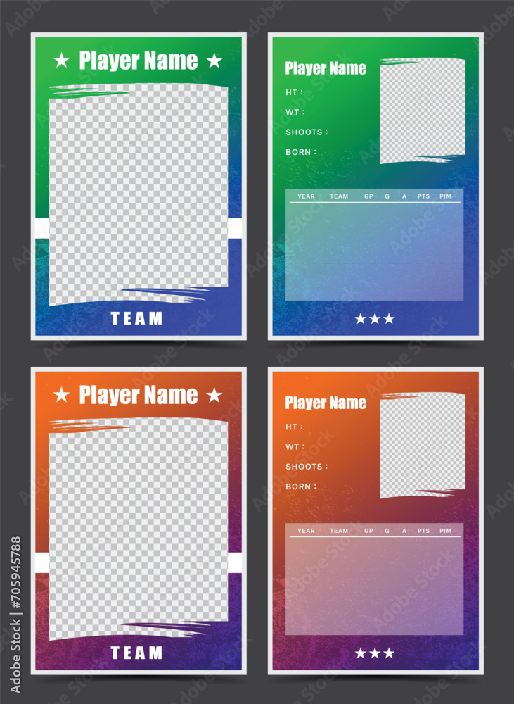 player cards frame font and back template set with grunge texture Stock ...
