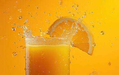 Glass of orange juice with splashes