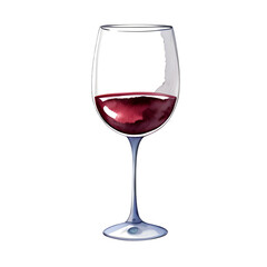 watercolor illustration of wine glass isolated transparent background