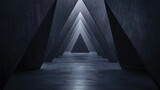 Fototapeta Przestrzenne - A dark, triangular tunnel creating a deep perspective.