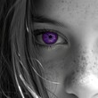 Close-up of Childs Face With Purple Eye