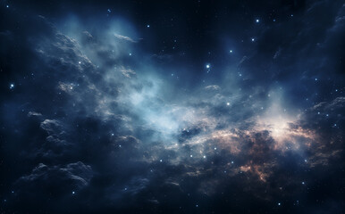panorama blue night sky milky way and star on dark background. universe filled with stars, nebula an