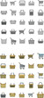 Basket cart supermarket icons set. Outline set of basket cart supermarket vector icons thin line color flat on white