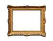 An antique picture frame, resplendent in gold.