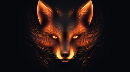 Wall Mural - Red fox on a red background
