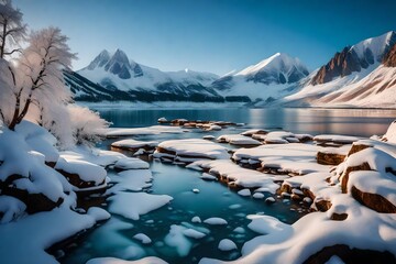 snow covered mountains