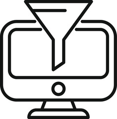 Poster - Funnel content filter computer icon outline vector. Clever flow. Computer data