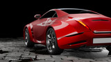 Fototapeta  - Modern unbranded red sports car