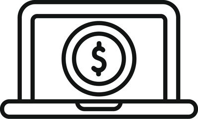 Wall Mural - Laptop money online credit icon outline vector. Support finance. Law grant