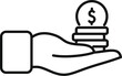 Take money coins icon outline vector. Marketing help. Hand law startup