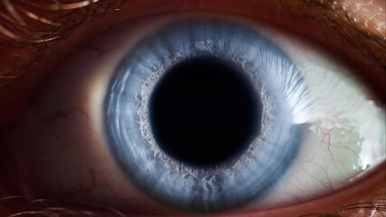 human eye blue iris opening pupil extreme close up slow motion 60fps 4k