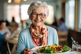 Fototapeta Uliczki - happy senior woman in retirement home