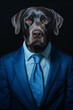 Portrait Dog in a Blue Suit 